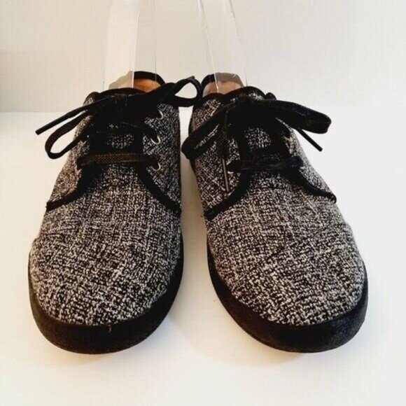 TOMS Paseo Tweed Fabric Lace-up Sneakers B&W Sz 7 - Picture 5 of 12